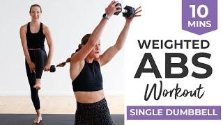 Intense, 10-Minute Weighted Abs Workout (One Dumbbell + Beginner Mods Included)