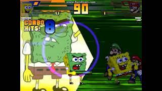 MUGEN battle #5295: Spongebob & Abrasive Spongebob vs Mario & Luigi