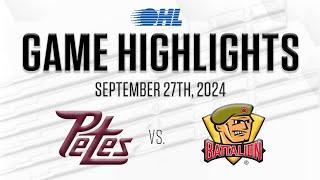 OHL Highlights: Peterborough Petes @ North Bay Battalion Sept. 27, 2024