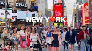 [4K]NYC Spring WalkHot Evening in New York City Times Square to Columbus Circle | Apr 2024