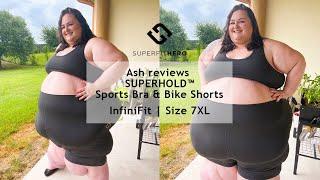 Ash reviews NEW Charcoal Heather Plus Size Bike Shorts and Sports Bra from Superfit Hero