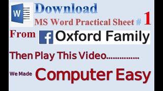 MS Word Practical No. 1