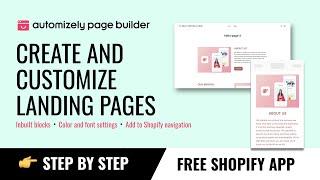 Automizely Page Builder - Step-by-step tutorial to create and customize pages | Free Shopify App