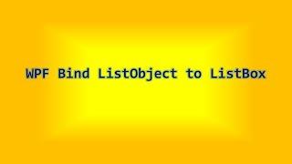 Bind ListObject to ListBox