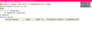 GE8161 Problem Solving and python Programming Laboratory 20   Accept n names and sort
