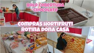 BOLO DE CHOCOLATE COBERTURA DE CHOCOLATE SEM LEITE CONDENSADO COMPRAS HORTIFRUTI E ROTINA