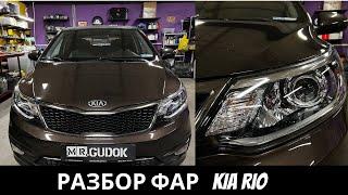 Фары Kia Rio с галогенными лампами - устанавливаю светодиодные линзы Aozoom на шпильки с доработкой