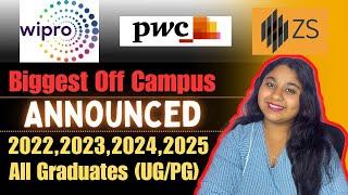 Wipro, PWC Biggest Hiring announced || Off campus hiring || Wipro, PwC, ZS hiring || Freshers hiring