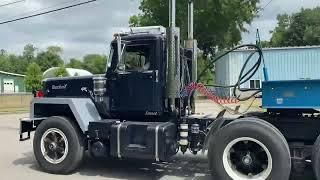 Detroit Diesel Brockway 8v71 pulling rogers lowboy