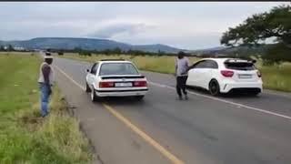 BMW E30 325 smoking a Mercedes Benz A45amg on a drag race