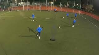 Shooting and wall passing drill U-11 warm up.