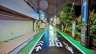 Japan: Rainy Night Walk Around Tokyo Minamisuna • 4K HDR