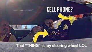 COP MISTAKES LAMBORGHINI STEERING WHEEL FOR A CELL PHONE!!