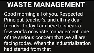 Speech on Waste management | Waste management speech in English | Short speech on Waste Management