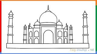 How to draw a beautiful Taj mahal step by step