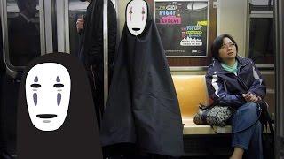 Morning Commute with No Face (Kaonashi Halloween Costume)