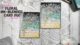 Beautiful Floral Ink-Blended A2 Card Duo Tutorial | January Celebration Day 13