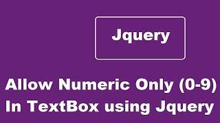 Allow Numeric Only (0-9) In HTML Text Input Using JQuery