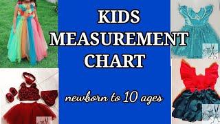 kids standard measurement chart for 0 (new born) to 10 ages