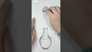 How to draw a rose flowers with pot drawing #shorts #ytshotys