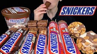 ASMR Snickers Chocolate Ice Cream Sundae, Snickers Peanut Brownie Ice Cream, Snickers Ice Cream Cone