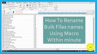 How To Rename Bulk Files names using Macro Through Excel