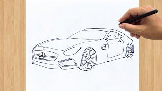 How to Draw Mercedes Benz AMG GT Drawing Easy Step by Step