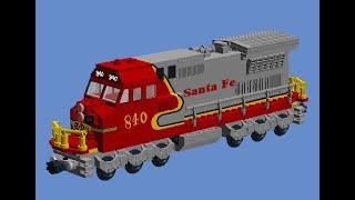 How To Build A Lego ATSF Santa Fe C40-8W 840 Diesel-Electric Locomotive (Co-Co) 1/2