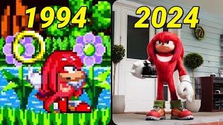 The evolution of KNUCKLES idle poses and animations (1992-2024)