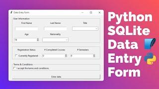 Python SQLite Data Entry Form with Tkinter tutorial for beginners - Python GUI project