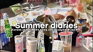 Summer diaries Ep.2 °˖🫐 ⋆｡˚꩜ | korean snacks boba studying going out 