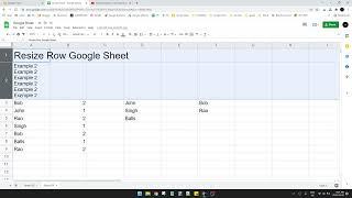 Resizing Row Height on Google Sheet