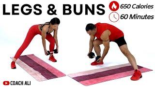  SUMMER LEGS & GLUTES | Dumbbell Workout 60 minutes 650 calories | Coach Ali