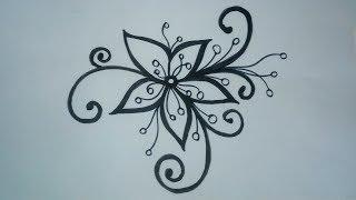 How to draw a flower designs drawing with pencil and marker pen