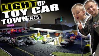 DAD Builds TOY CAR TOWN for SON With POWER LIGHT's 1/64 scale diorama DIY