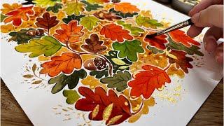 Beginner friendly & Relaxing Watercolor tutorial | Painting vibrant Autumn leaves