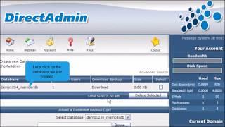 How to create a MySQL Database in DirectAdmin