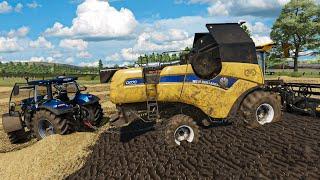 Disaster during Harvest due to weather conditions | Towing CH7.70 out of Mud | FS 22