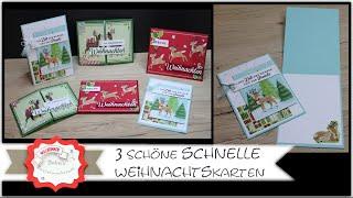 3 Schnelle schöne Weihnachtskarten - Weihnachtskarte basteln - einfach süß - Stampin'Up! - Anleitung