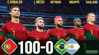 Portugal 100-0 Brazil & Argentina | Ronaldo Messi Neymar Mbappe Haaland Al Stars played for POR |PES