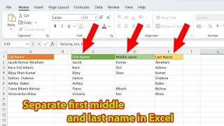 How to separate first name middle name and last name in excel using formula