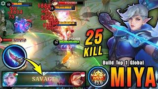 Miya SAVAGE!! Insane One Hit Damage Build (MUST TRY) - Build Top 1 Global Miya ~ MLBB