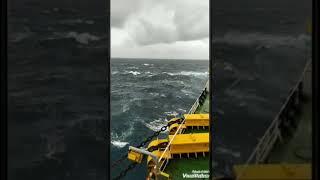 Offshore oil rig in storm