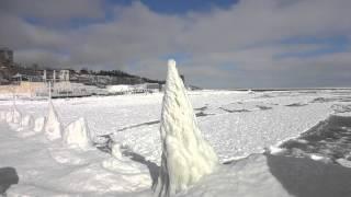 В Одессе замерзло море. Февраль 2014.   Frozen Black Sea at famous Arkadia Beach in Odessa