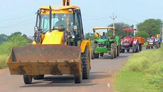 JCB 3dx Loading Mud in Trolley With 4wd Mahindra Arjun NOVO 605 John Deere Eicher 242 Tractors