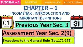 Previous Year | Assessment Year | Exceptions to the General Rule | {CH-1}