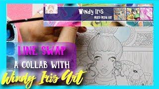 WATERCOLOR COMES ALIVE- LINE ART SWAP Collaboration with WINDY IRIS ART - @dramaticparrot