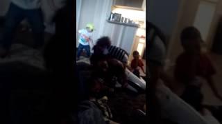 Mom and son play fight