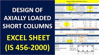 Design of Axially Loaded Short Column using Excel Sheet I Civil Engineering I IS 456:2000