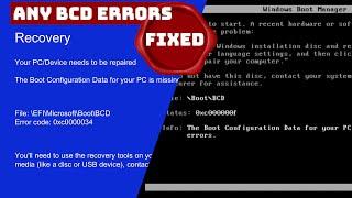 How to Fix Windows BCD Boot Erros 0xc0000098 0xc000000f 0xc0000034